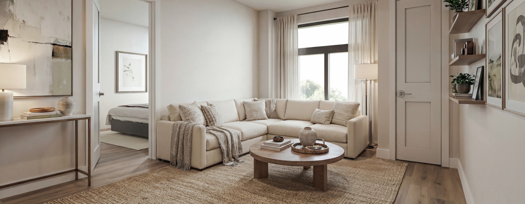 Open space living area with natural lighting